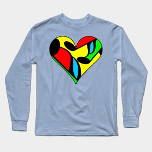 Mulitcolored Music Note Heart Long Sleeve T-Shirt